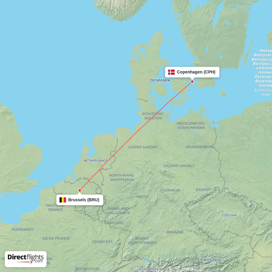 CPH - BRU route map