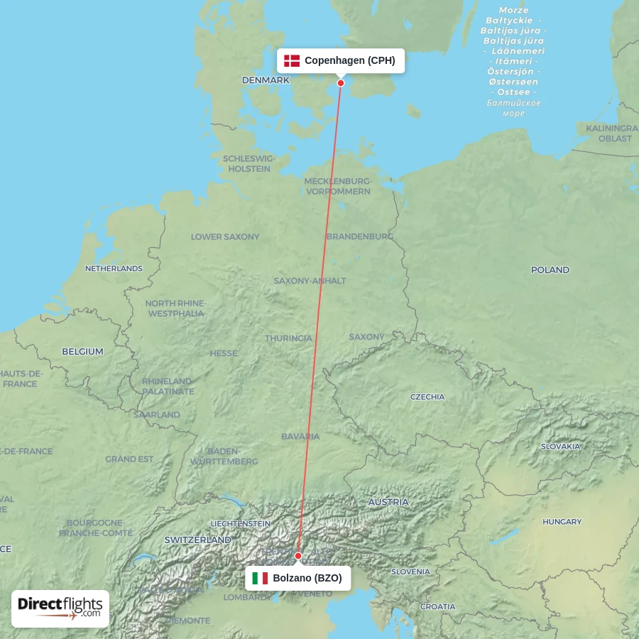 CPH - BZO route map