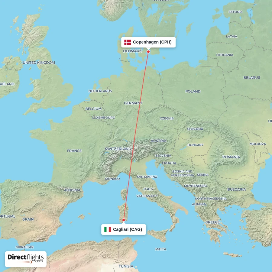 CPH - CAG route map