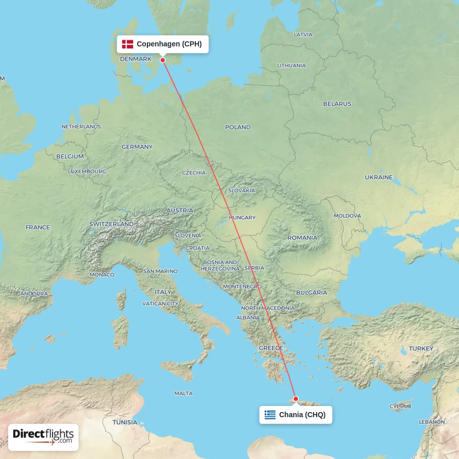 CPH - CHQ route map
