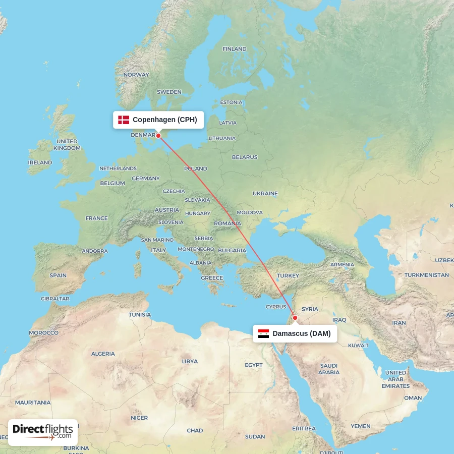 CPH - DAM route map