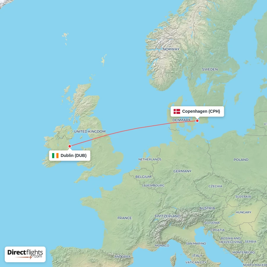 CPH - DUB route map