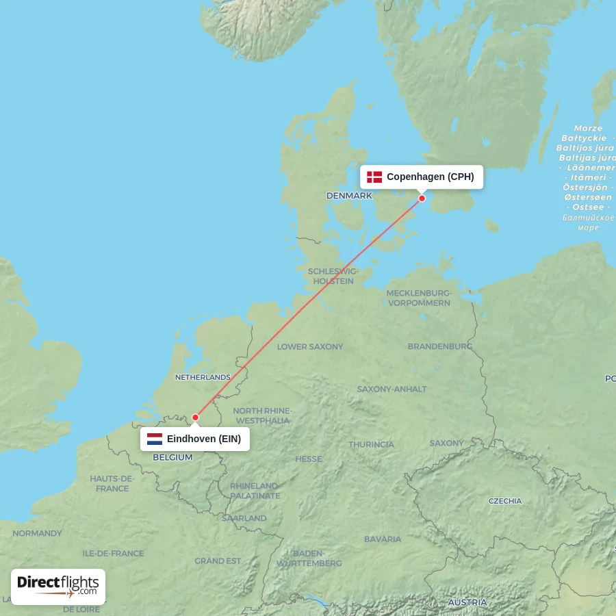 CPH - EIN route map