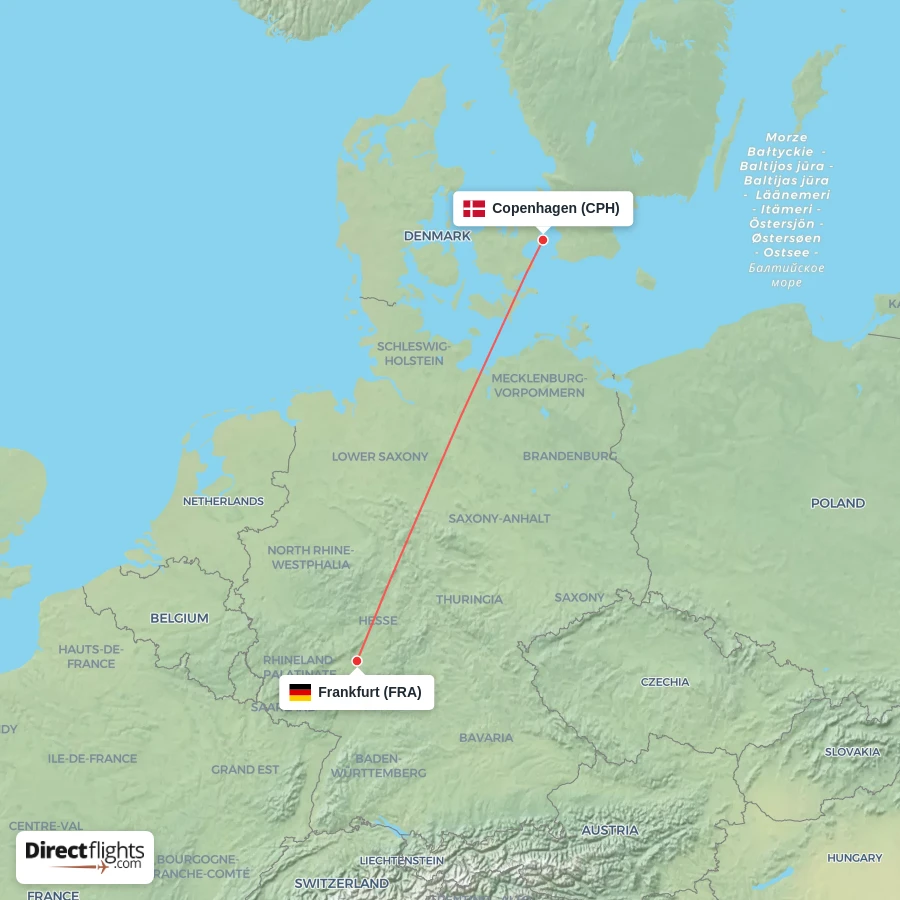 CPH - FRA route map