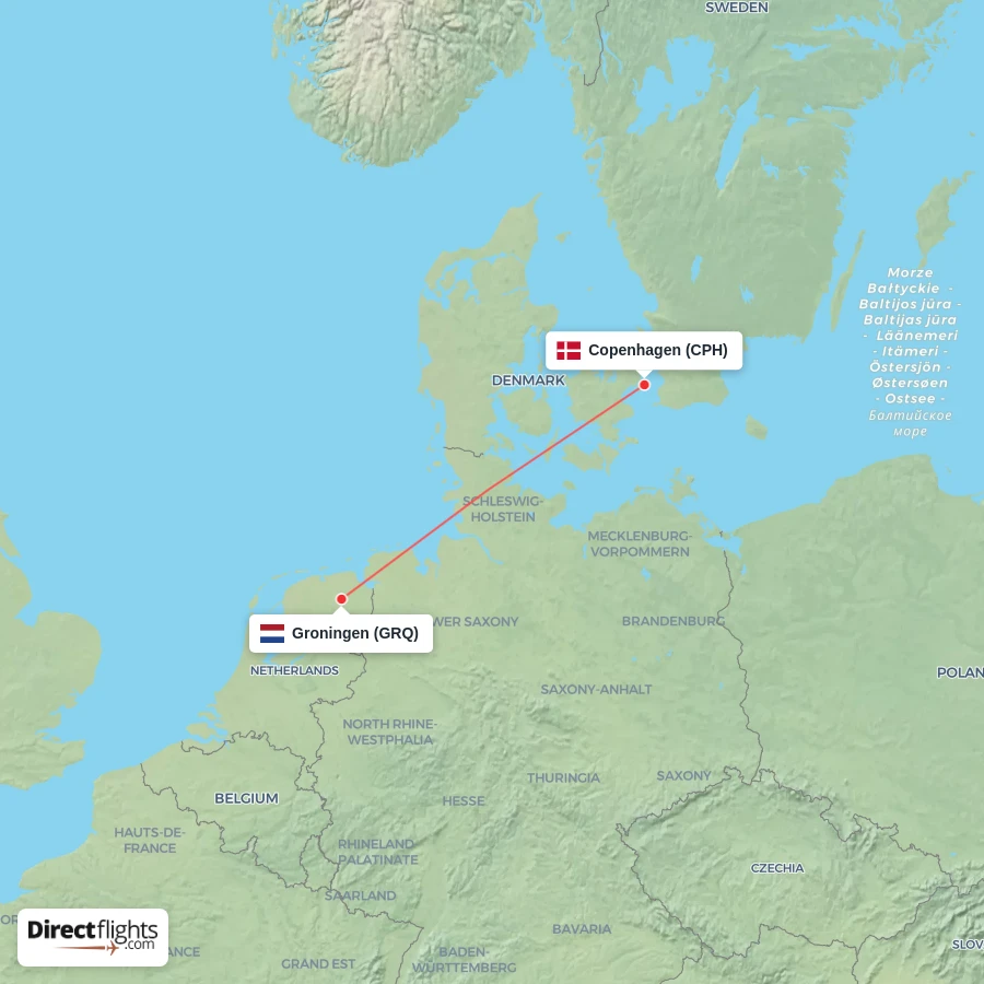 CPH - GRQ route map