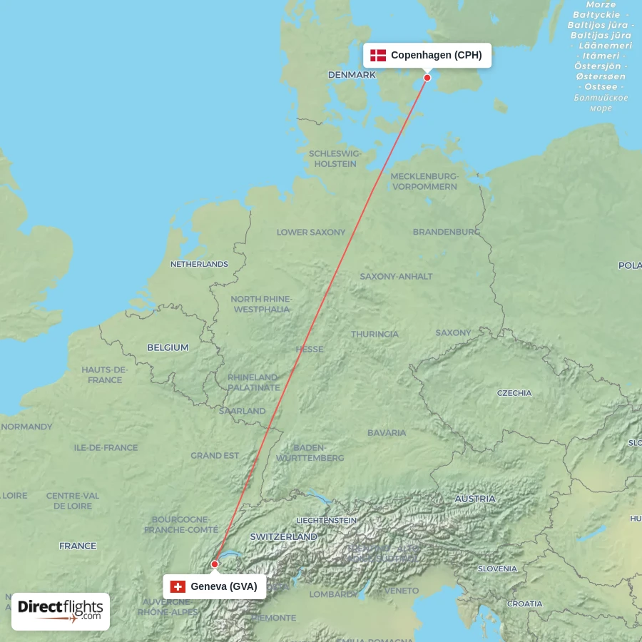 CPH - GVA route map