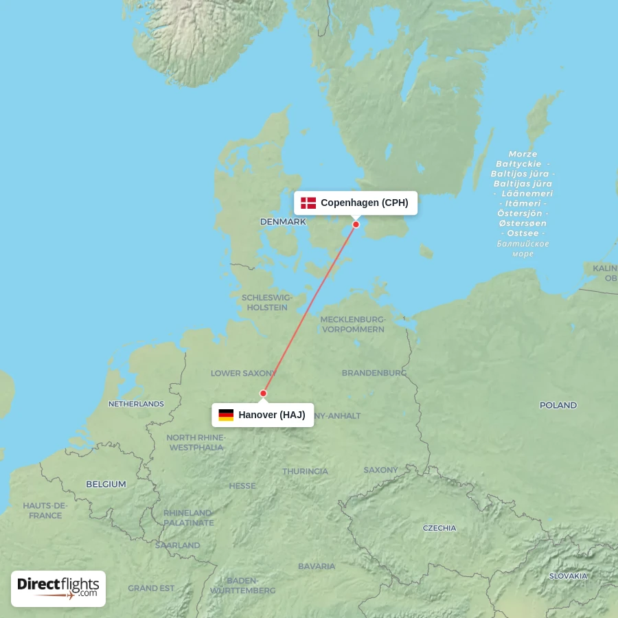 CPH - HAJ route map