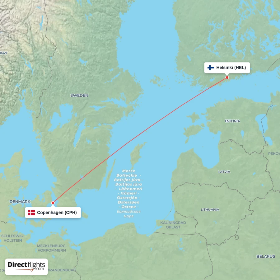 CPH - HEL route map