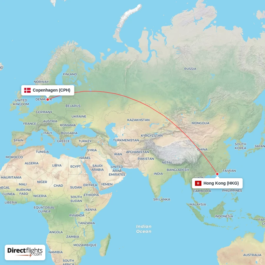 CPH - HKG route map
