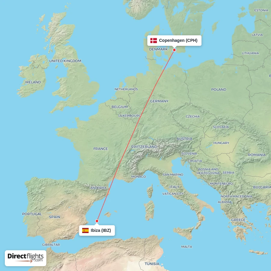 CPH - IBZ route map