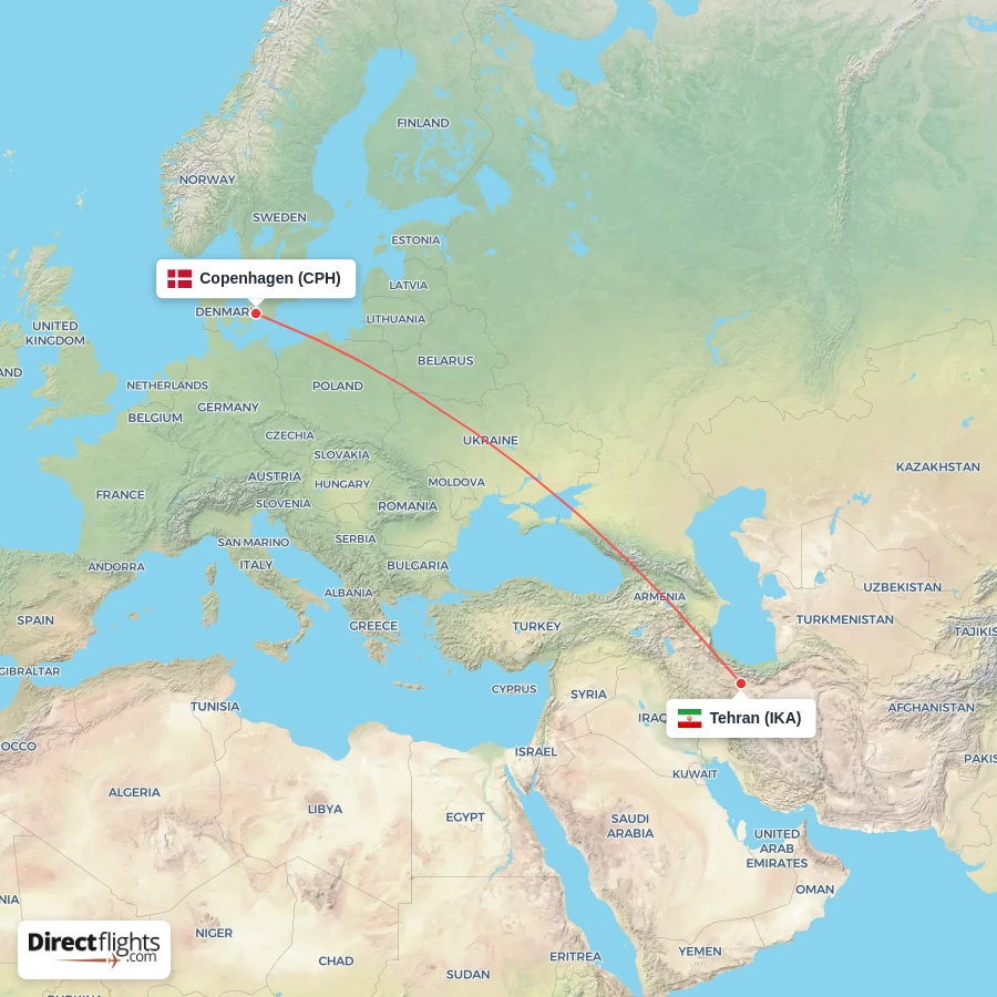 CPH - IKA route map