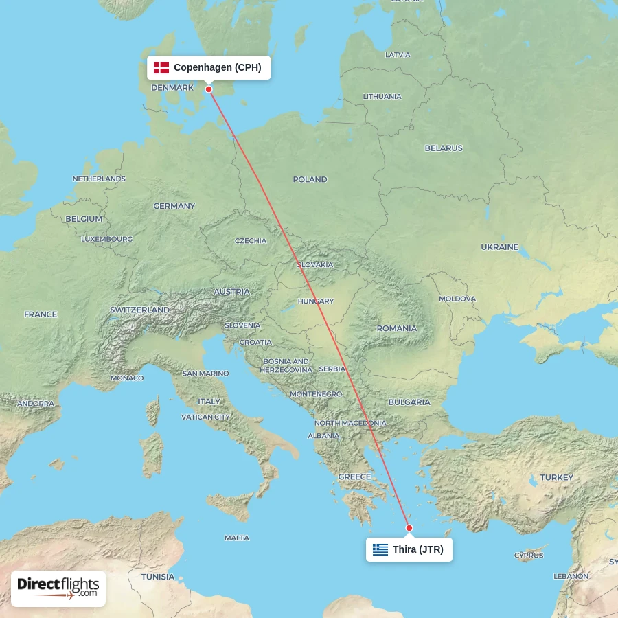 CPH - JTR route map
