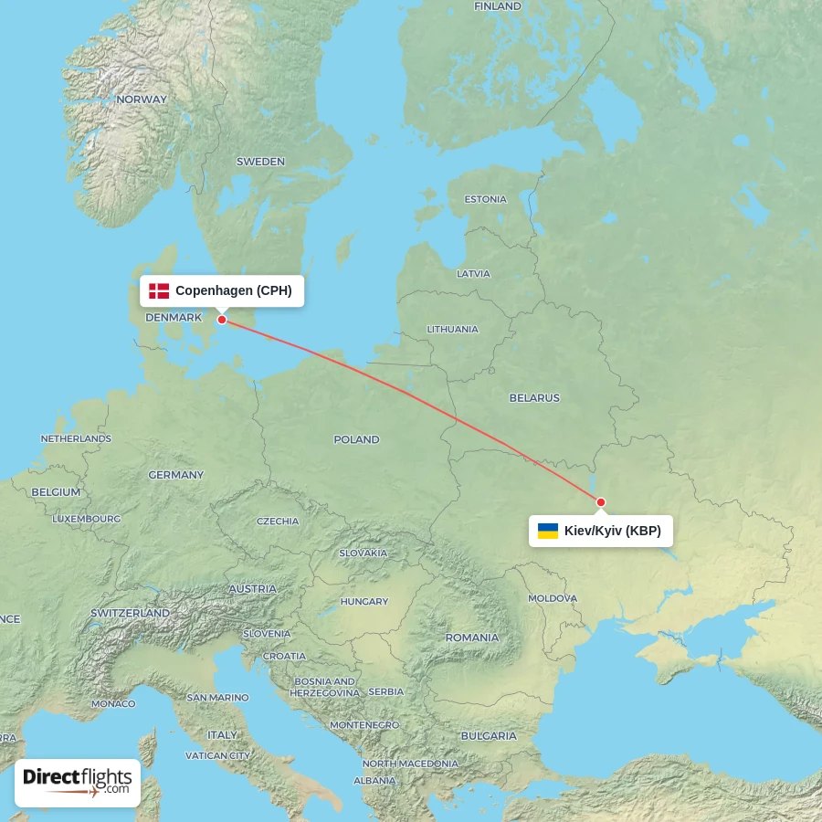 CPH - KBP route map