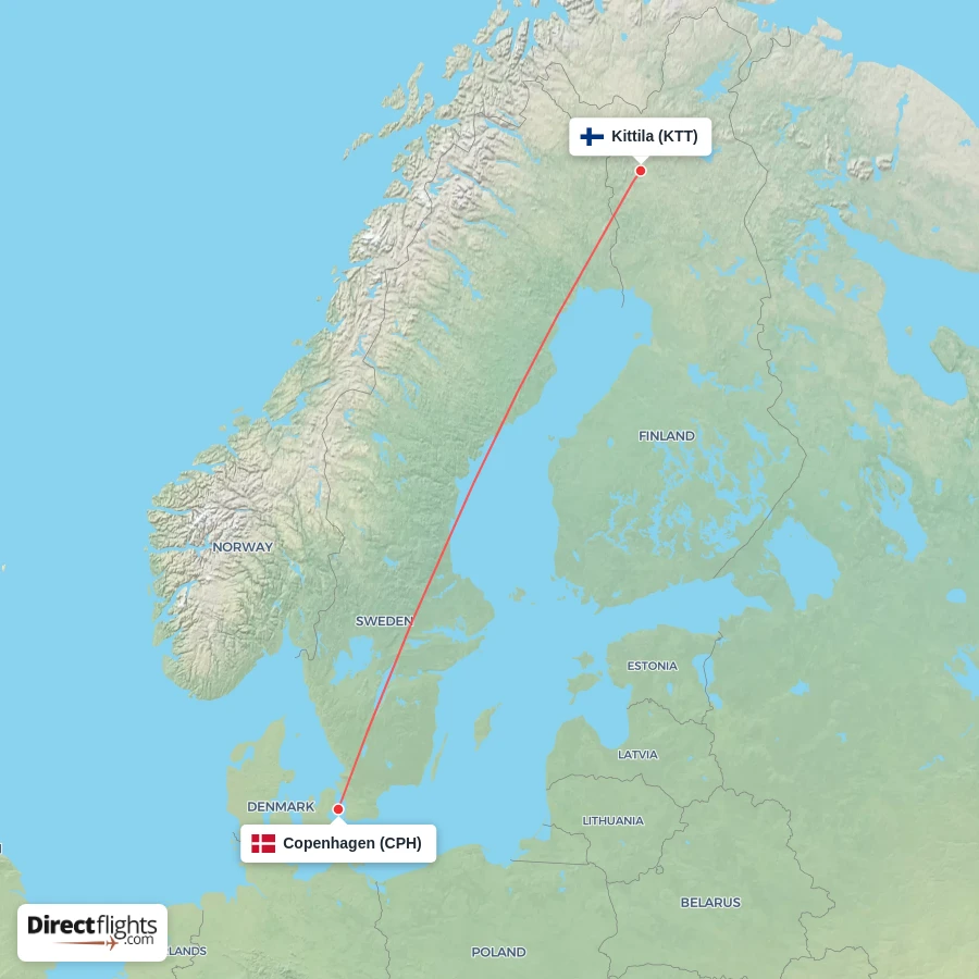 CPH - KTT route map