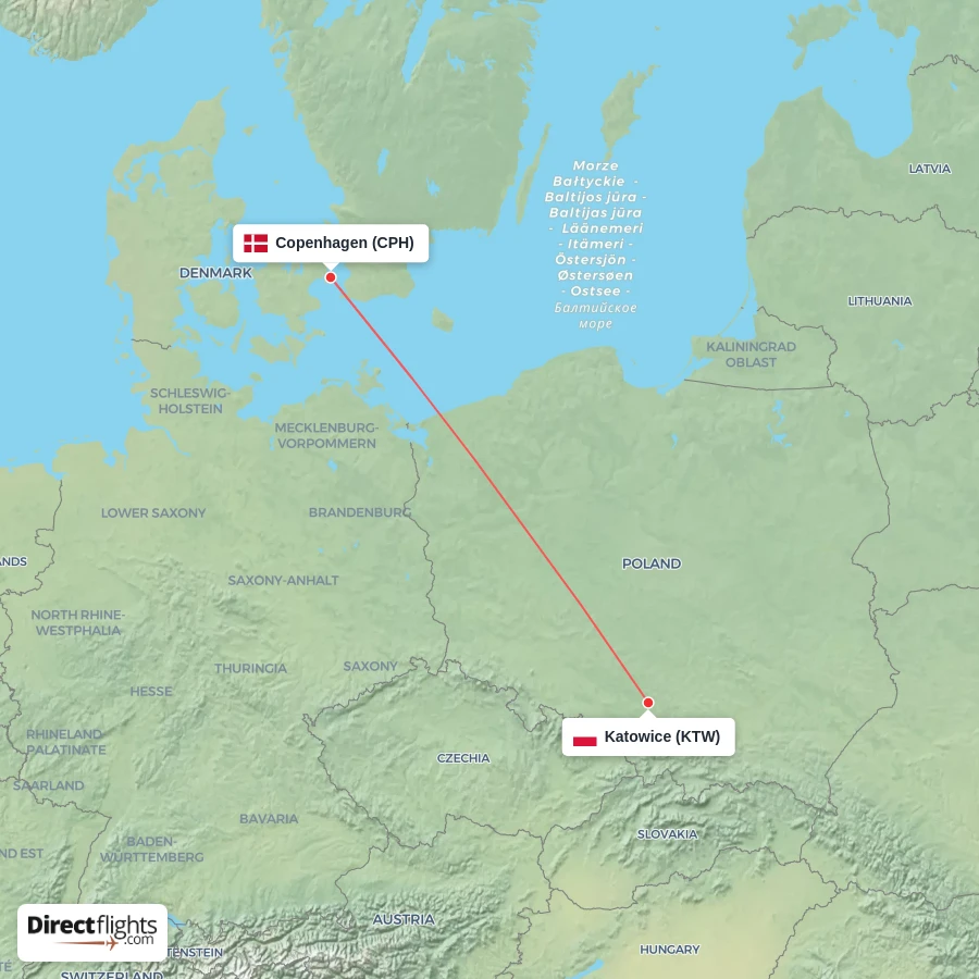 CPH - KTW route map