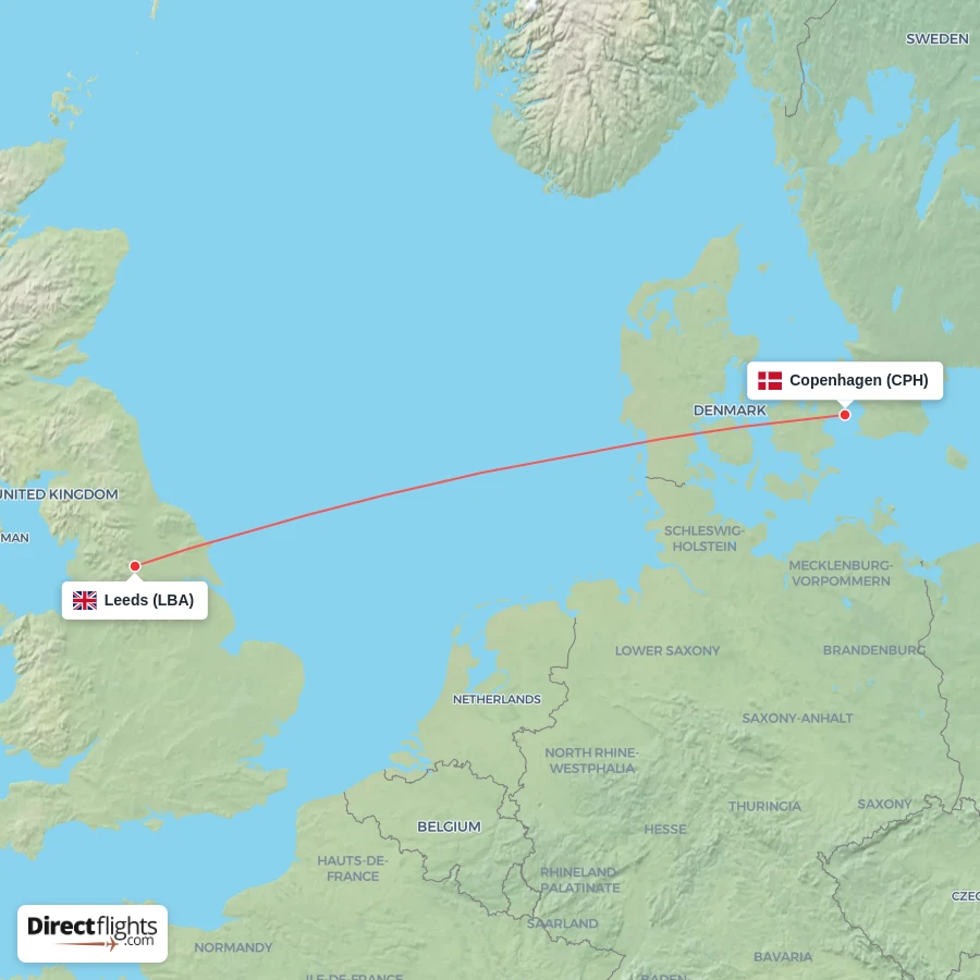 CPH - LBA route map