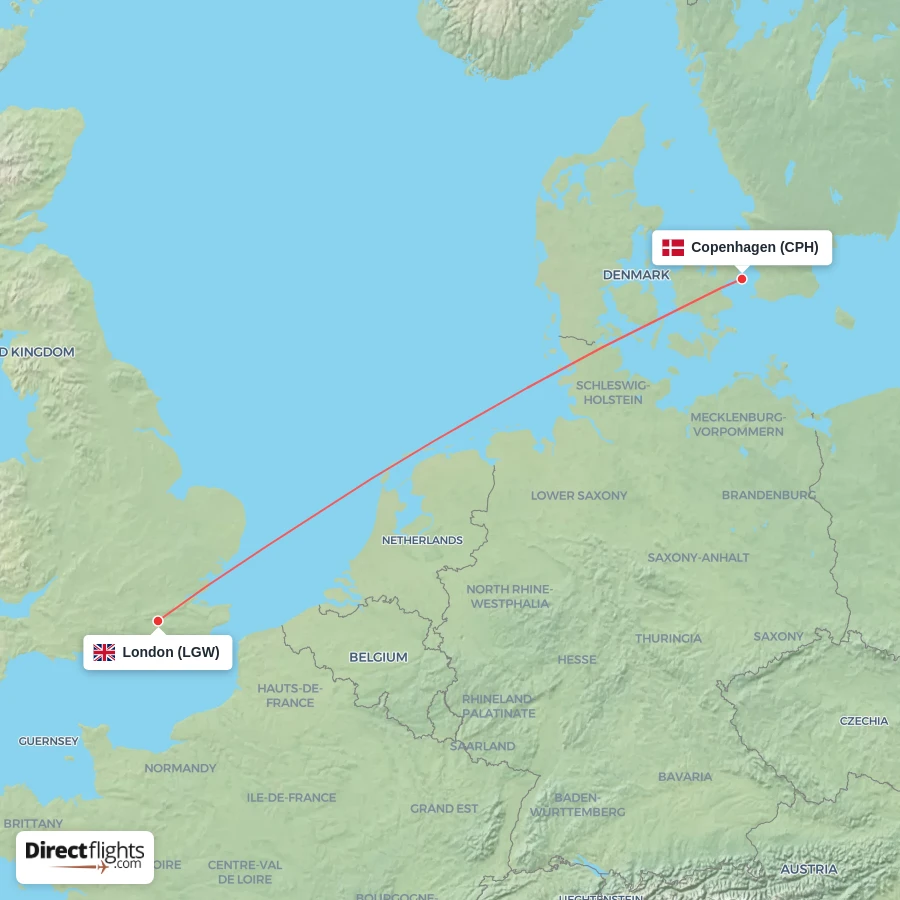 CPH - LGW route map