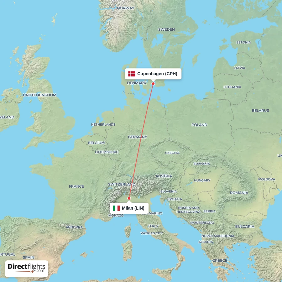 CPH - LIN route map