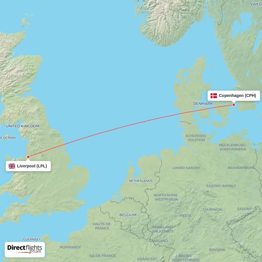 CPH - LPL route map