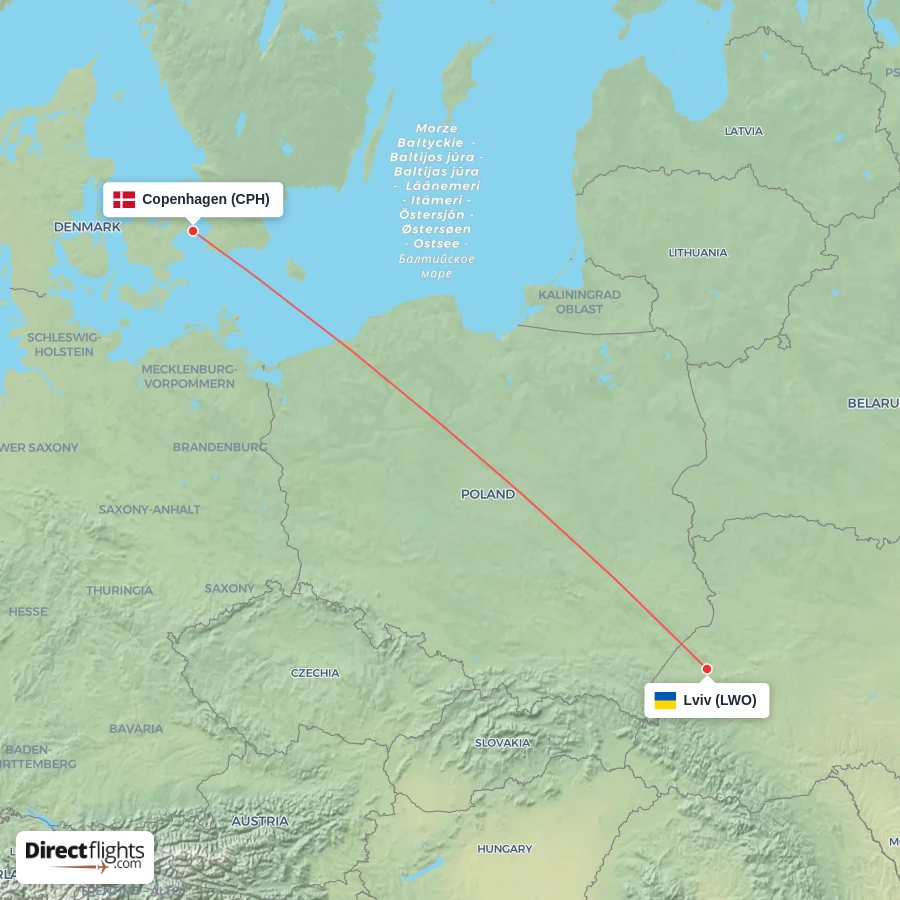 CPH - LWO route map