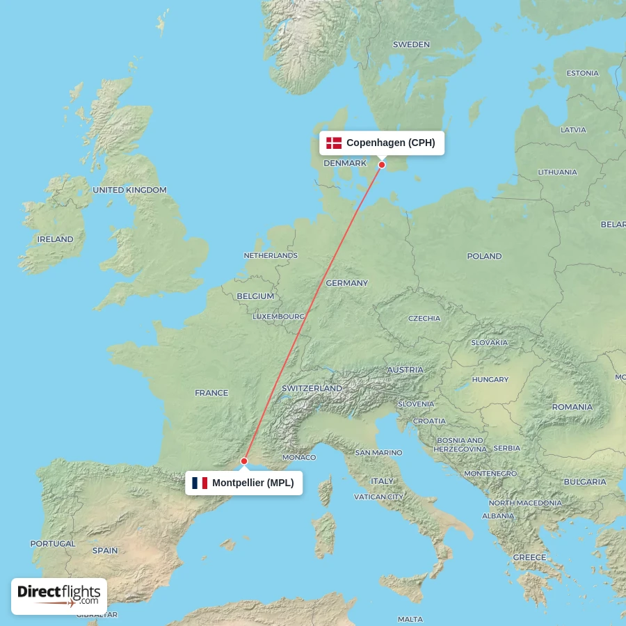 CPH - MPL route map