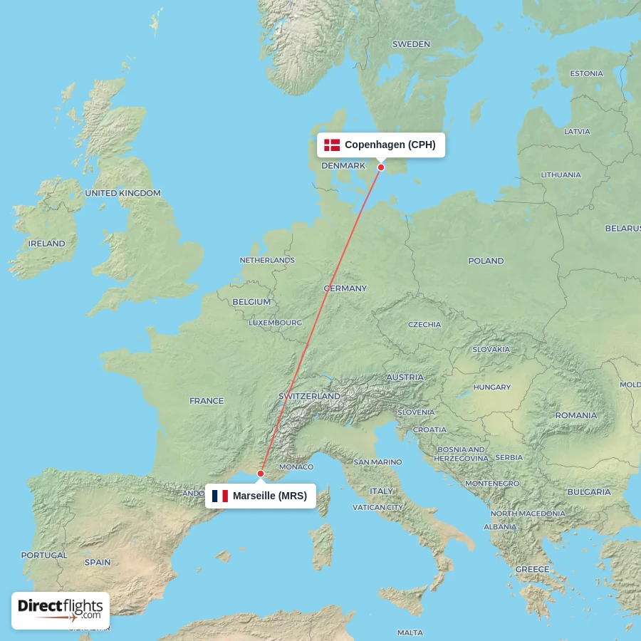 CPH - MRS route map
