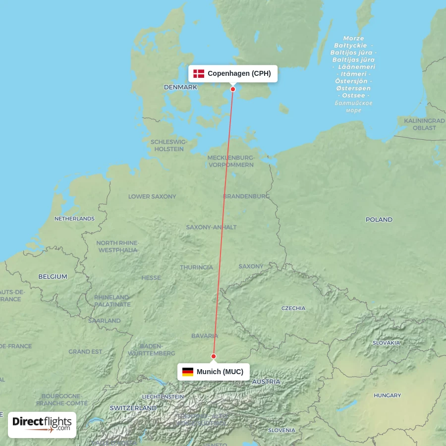 CPH - MUC route map