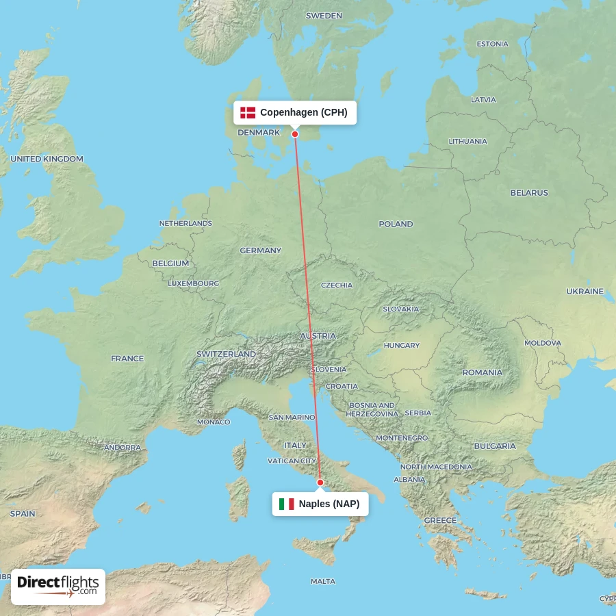 CPH - NAP route map