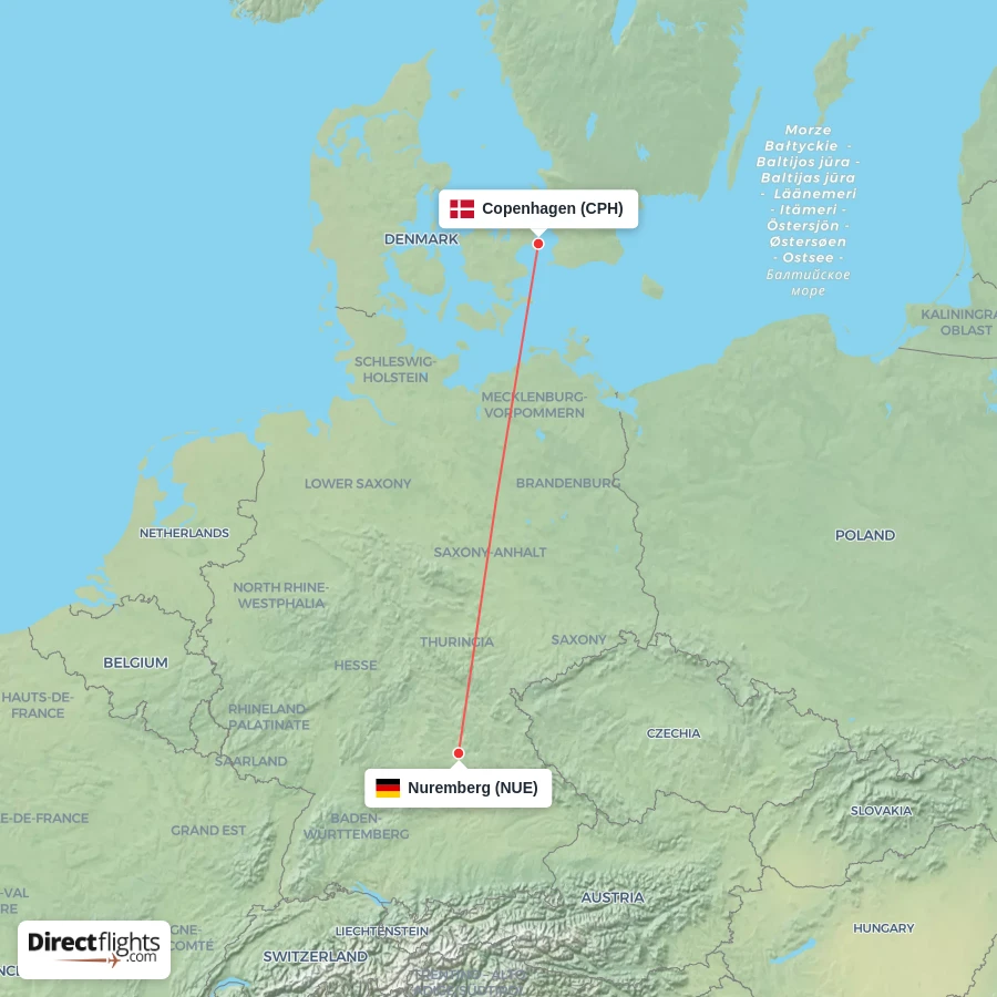 CPH - NUE route map