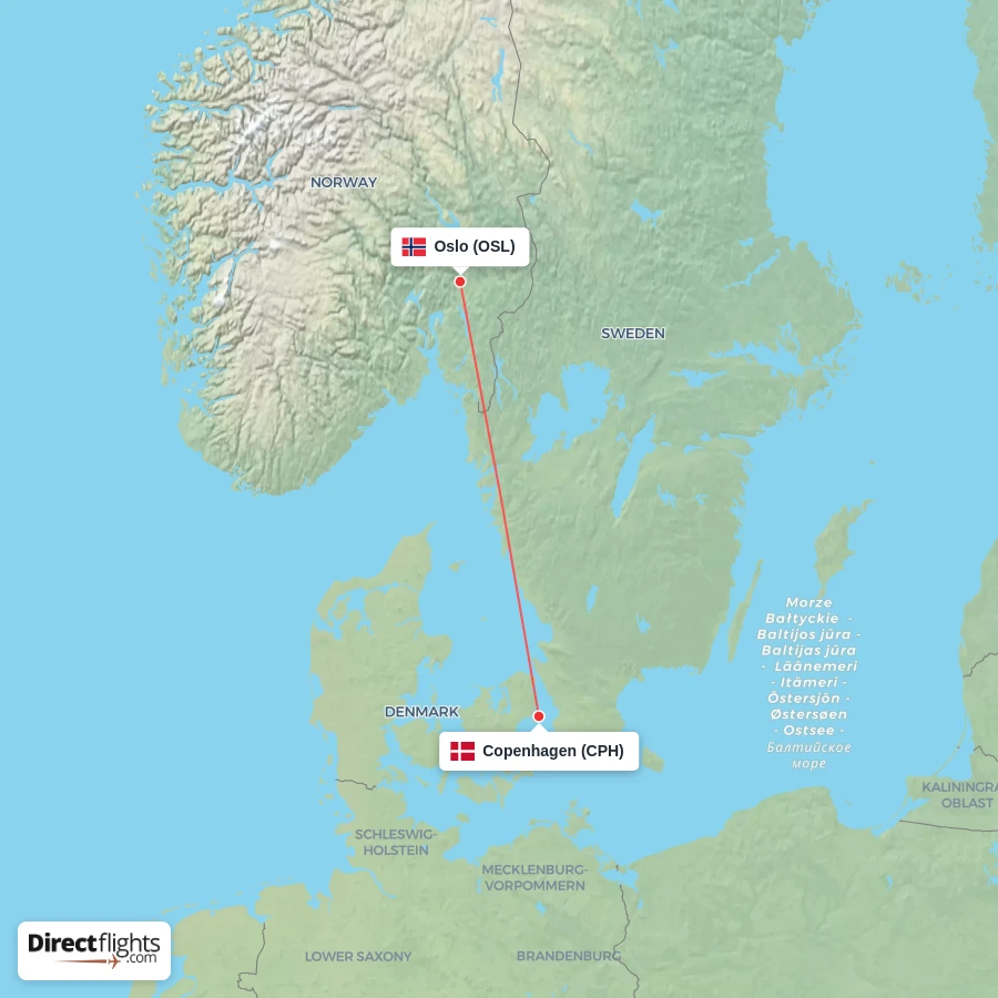 CPH - OSL route map