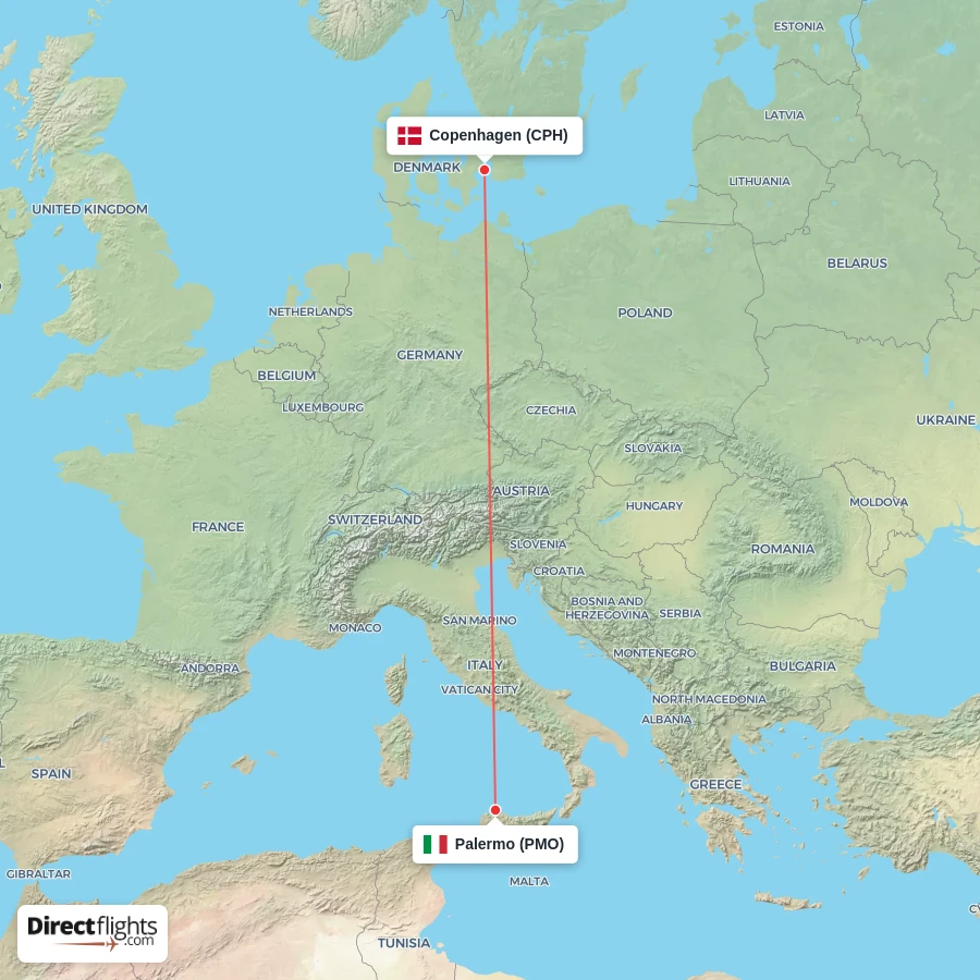 CPH - PMO route map