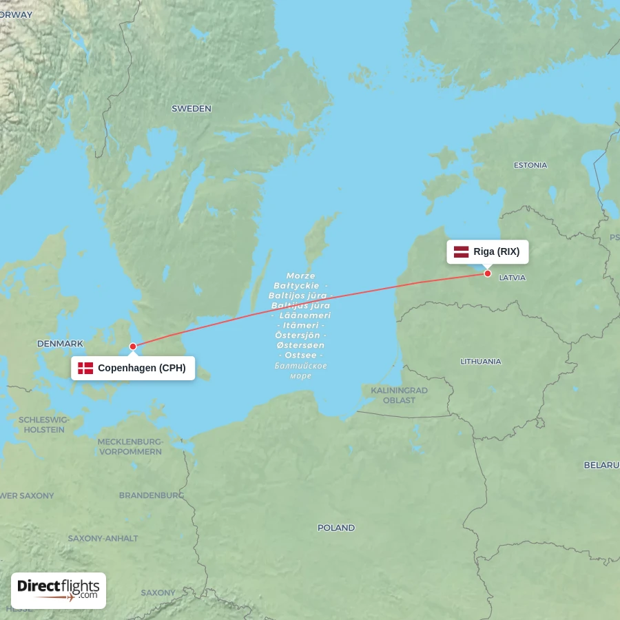 CPH - RIX route map