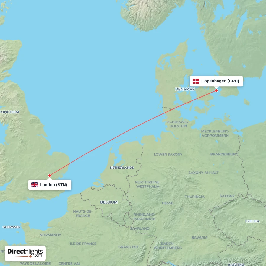CPH - STN route map