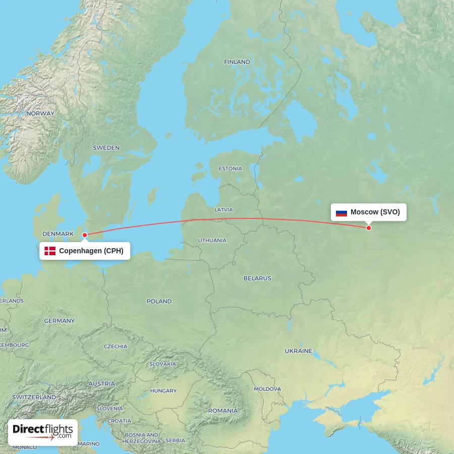 CPH - SVO route map