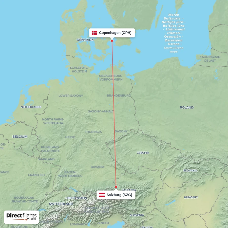 CPH - SZG route map