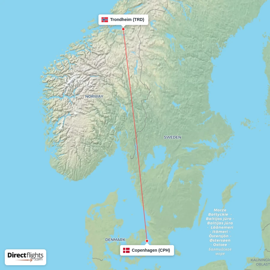 CPH - TRD route map