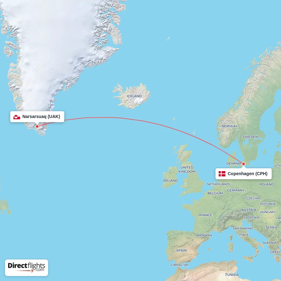 CPH - UAK route map