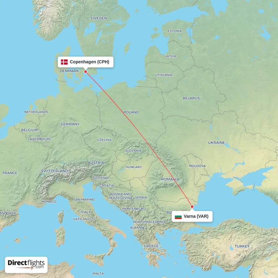 CPH - VAR route map