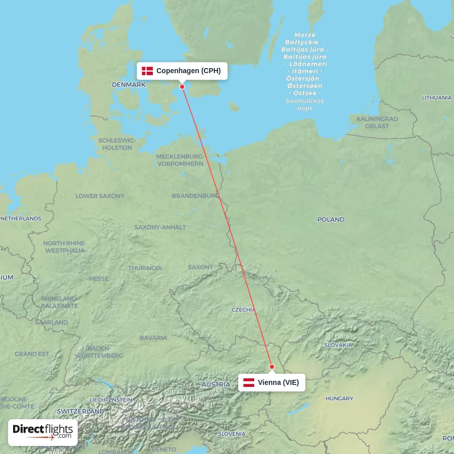 CPH - VIE route map