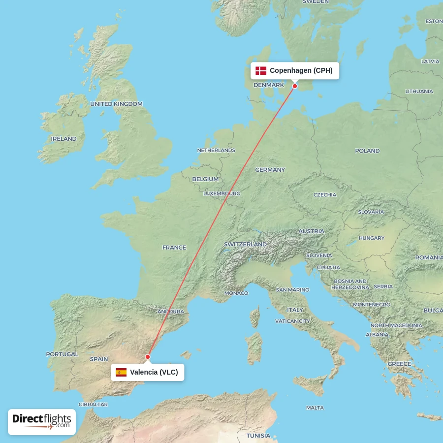 CPH - VLC route map