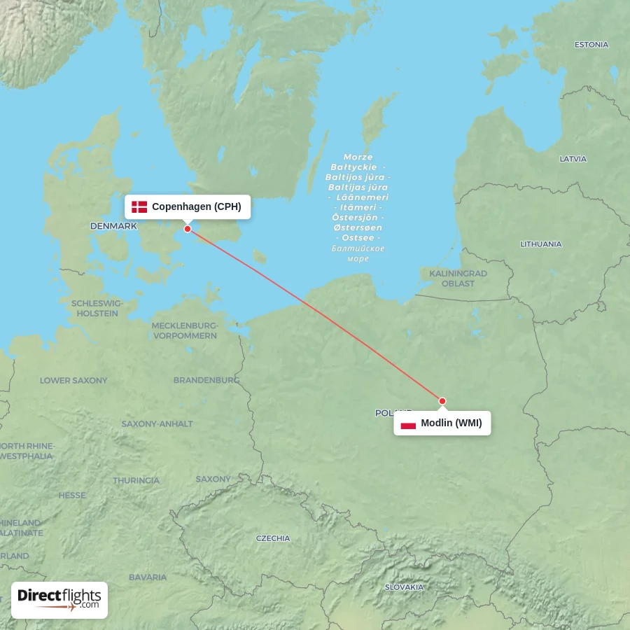 CPH - WMI route map