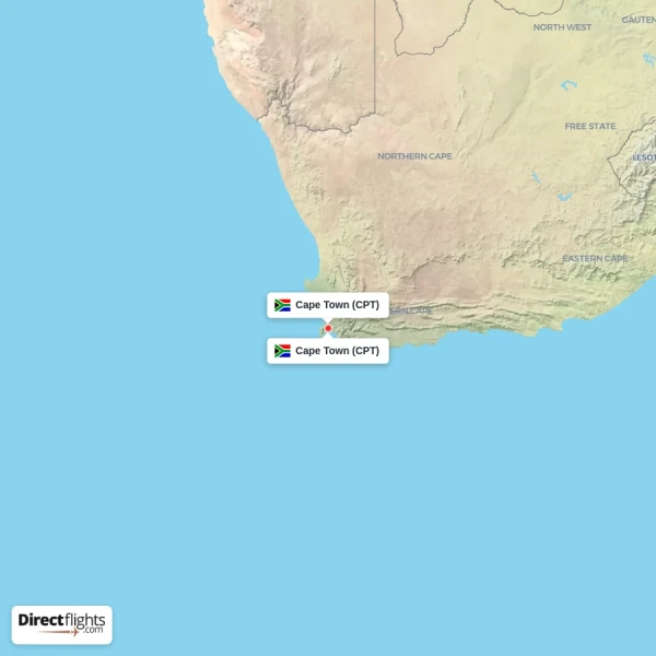 Cape Town - Cape Town direct flight map