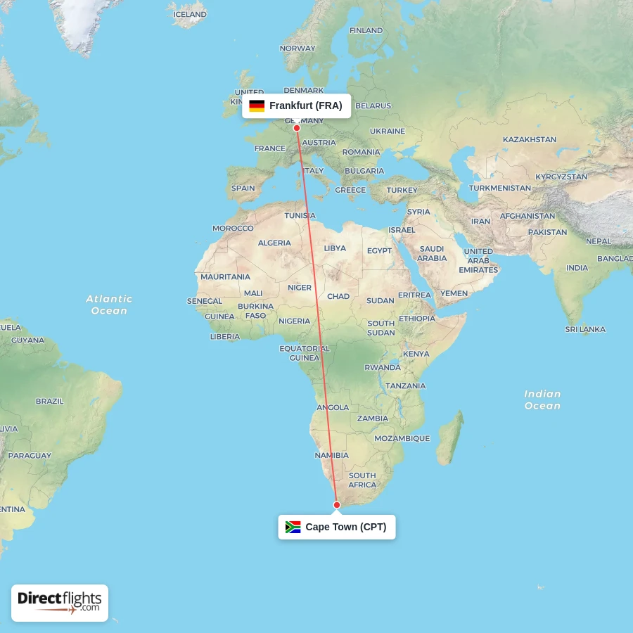 CPT - FRA route map