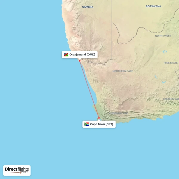 Cape Town - Oranjemund direct flight map