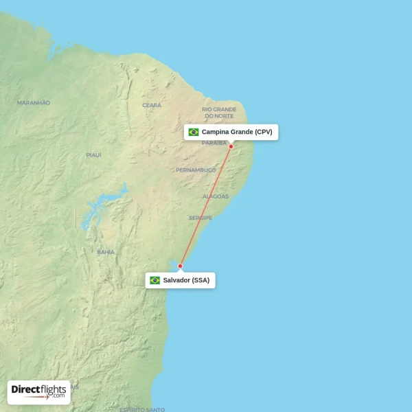 Campina Grande - Salvador direct flight map