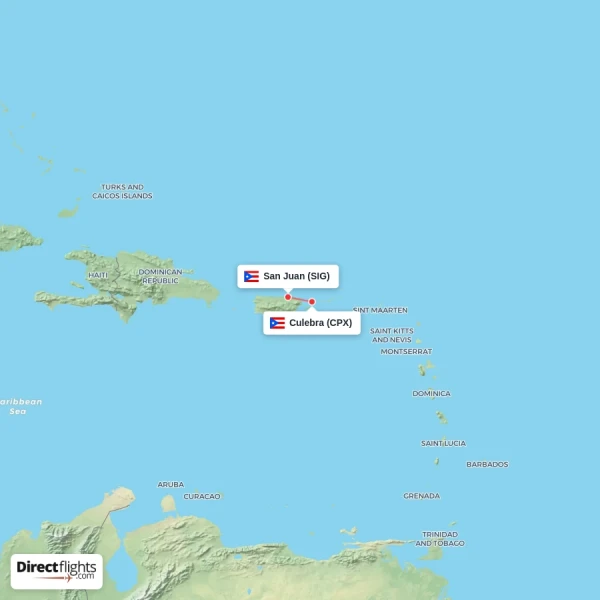 Culebra - San Juan direct flight map