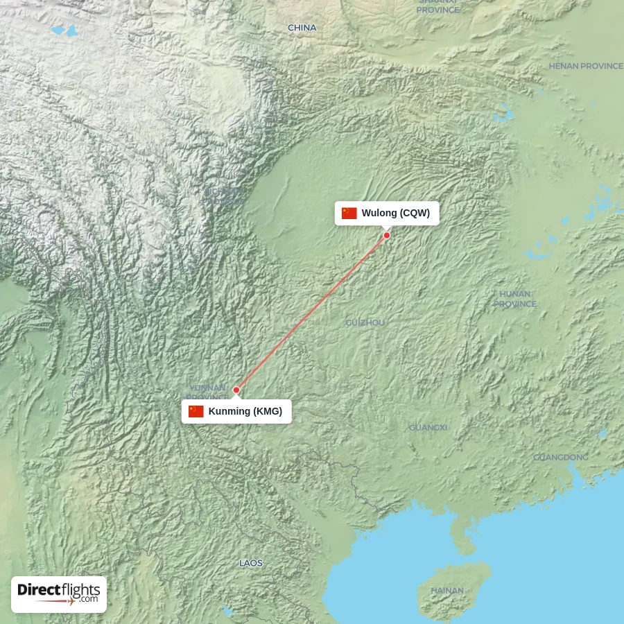 CQW - KMG route map