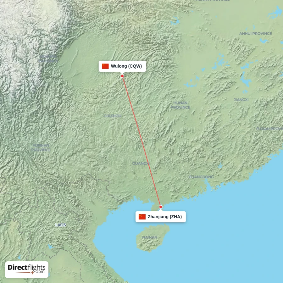 CQW - ZHA route map