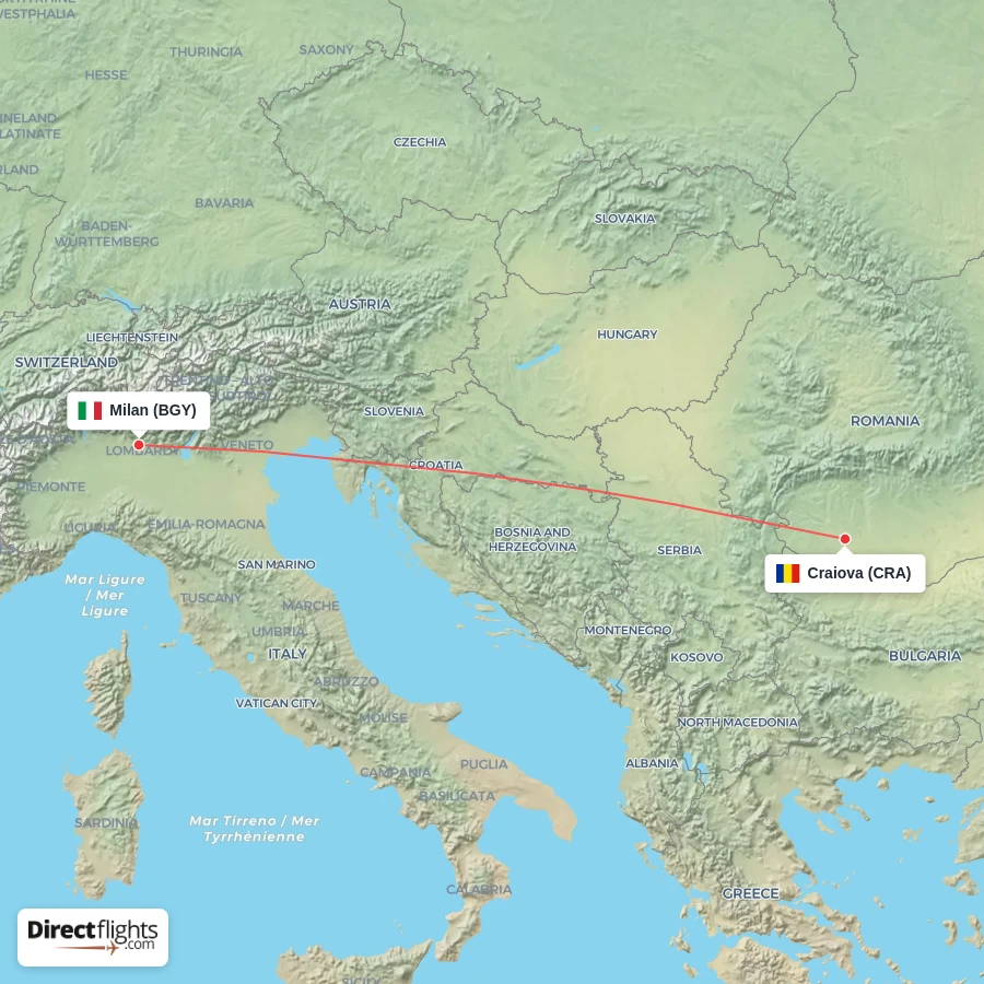 CRA - BGY route map