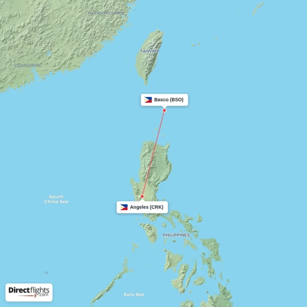 Angeles - Basco direct flight map